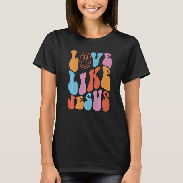 Camiseta Retro Love Like Jesus Smiling Face Christian Relig (Frente)