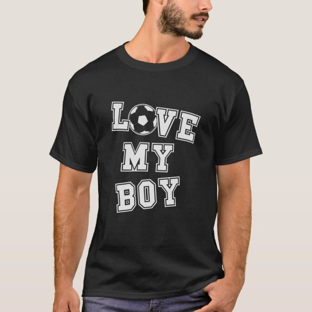 Camiseta Retro Love My Boy Soccer Mom And Soccer Dad (Frente)