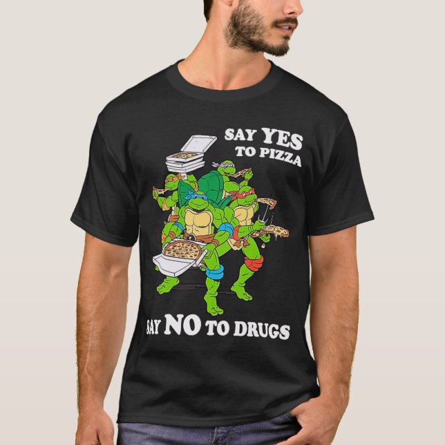 Camiseta Retro Love Ninjaurtles Cartoon Say Yeso Pizza Say  (Frente)