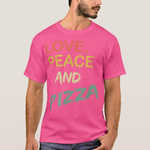 Camiseta Retro Love Peace And Pizza Vintage Para Mulheres E