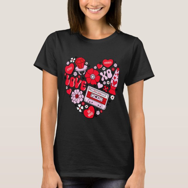 Camiseta Retro Love Valentines Day Xoxo Conversation Hearts (Frente)