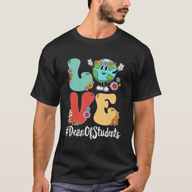 Camiseta Retro Love World Earth Day 2023 Dean Of Students (Frente)