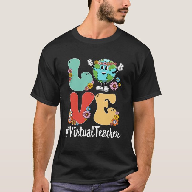 Camiseta Retro Love World Earth Day 2023 Professor virtual (Frente)