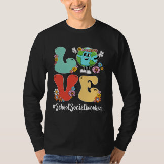 Camiseta Retro Love World Earth Day 2023 School Social Work