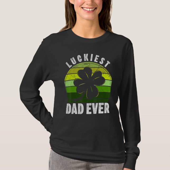 Camiseta Retro Luckiest Dad Ever Shamrock St Patricks Day F (Frente)
