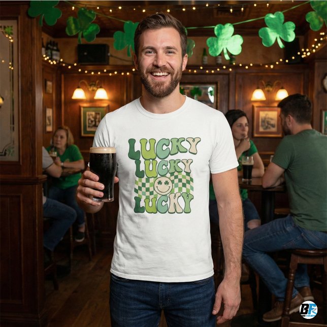 Camiseta Retro "Lucky Lucky Lucky" St. Patrick's Day (Criador carregado)