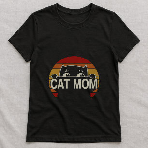 Camiseta Retro Mãe de Gato Fofa; Gato Simples com