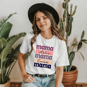 Camiseta Retro Mãe Dia das Mães Nome da Criança Personaliza