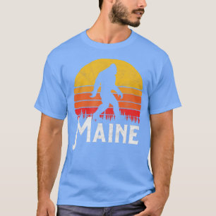 Camiseta Retro Maine Bigfoot Silhouette Sun Acredita