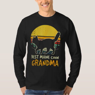Camiseta Retro Maine Coon Cat Proprietário de Pet Mãe Vinta