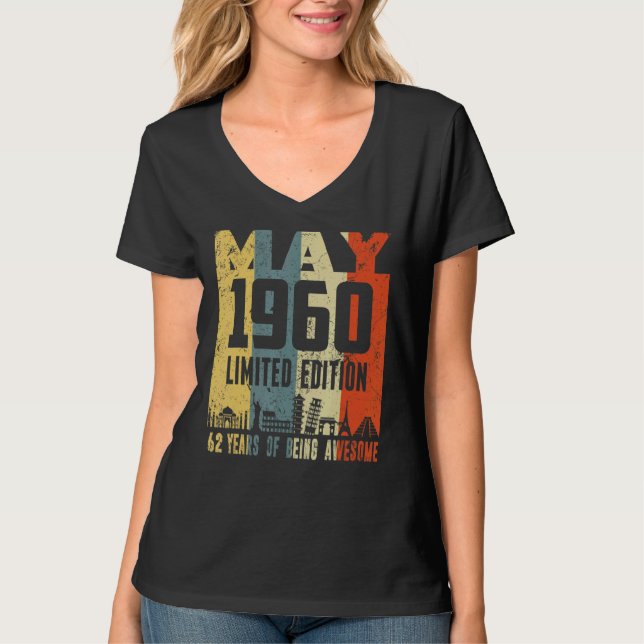 Camiseta Retro Maio 1960 62º Aniversário (Frente)