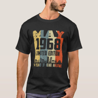 Camiseta Retro Maio 1968 Engraçado Aniversário de 54 Anos