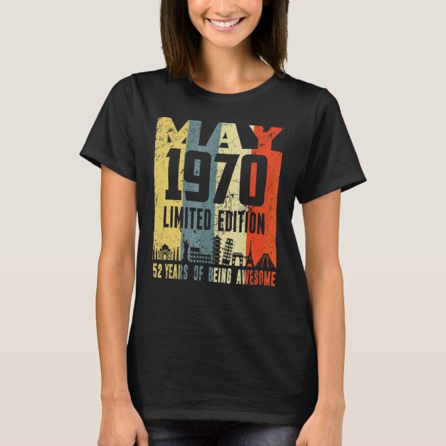 Camiseta Retro Maio 1970 52º Aniversário (Frente)