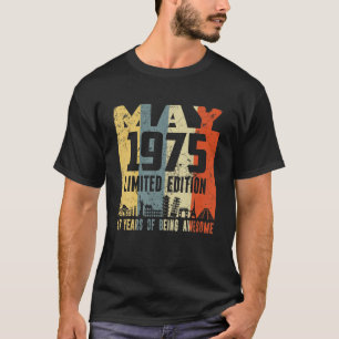 Camiseta Retro Maio 1975 Engraçado 47º Aniversário