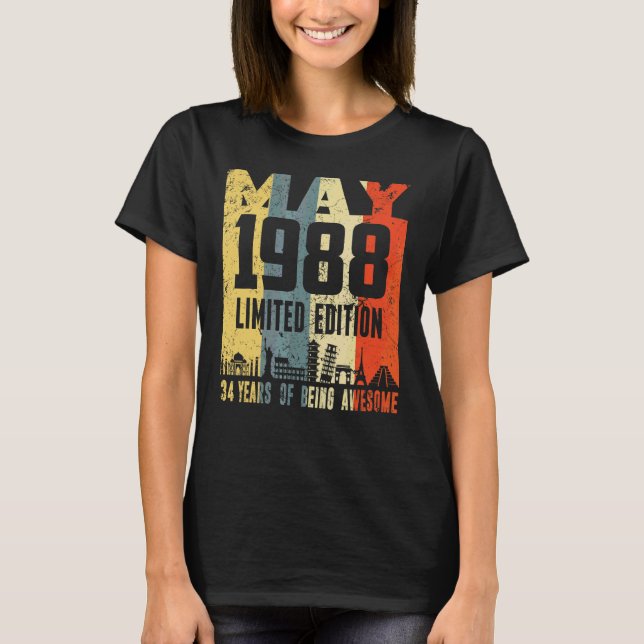 Camiseta Retro maio 1988 34º aniversário (Frente)