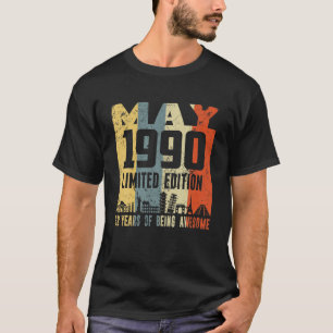 Camiseta Retro Maio 1990 Engraçado 32º Aniversário