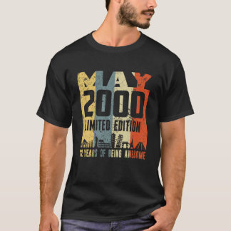 Camiseta Retro Maio 2000 Engraçado Aniversário de 22 Anos