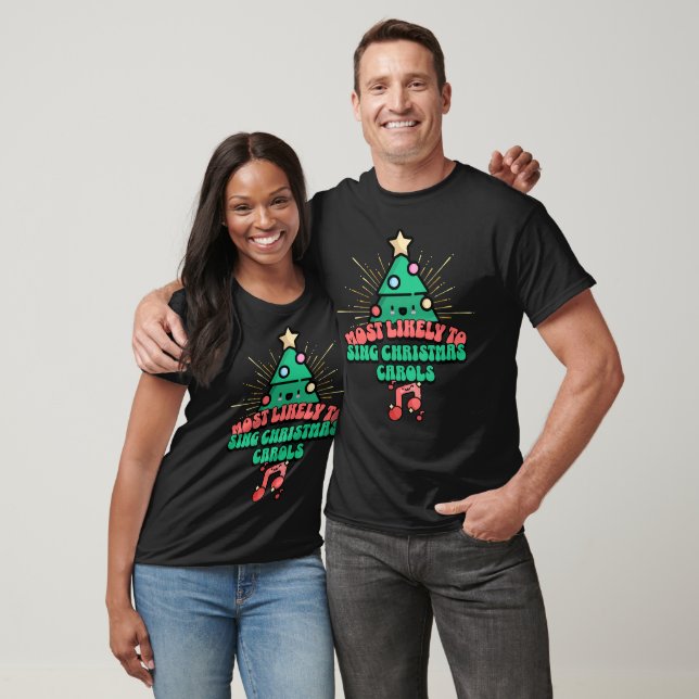 Camiseta Retro Mais Propenso a Cantar Canções de Natal (Unissex)