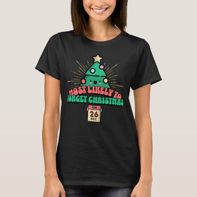 Camiseta Retro Mais Provável Para Esquecer O Natal (Frente)
