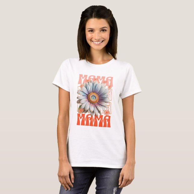 Camiseta Retro Mama Daisy Floral (Frente Completa)