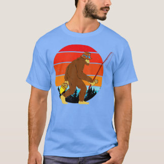 Camiseta Retro Man Bigfoot A pescar ao ar livre