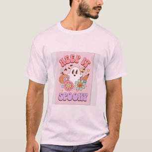 Camiseta Retro Mantenha-o Assustadoramente Rosa Floral Past