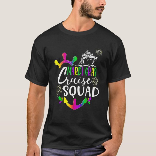 Camiseta Retro Mardi Gras Cruise Squad Matching Group (Frente)