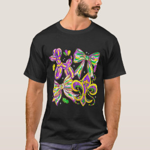 Camiseta Retrô Mardi Gras Pincelada Fleur De Lis Coquete