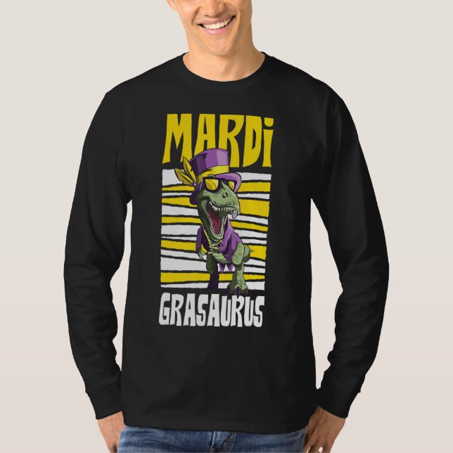 Camiseta Retro Mardi Grasaurus Dinossaur Funny Mardi Gras C (Frente)