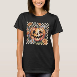 Camiseta Retro Margarida Abóbora Lanterna de Jack Halloween
