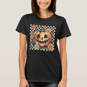 Camiseta Retro Margarida Abóbora Lanterna de Jack Halloween