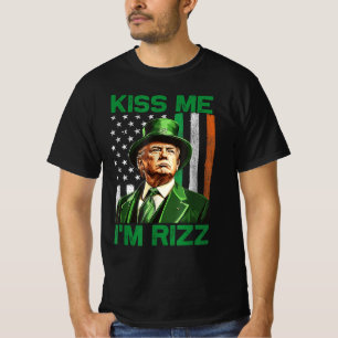 Camiseta Retro me beija Sou Rizz Trump Irish Shamrock