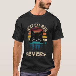 Camiseta Retro Melhor Gata Mãe de Sempre Gato Preto Feliz D
