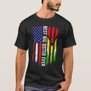 Camiseta Retro Melhor Irmã Já Americana Bandeira Mo da Guia