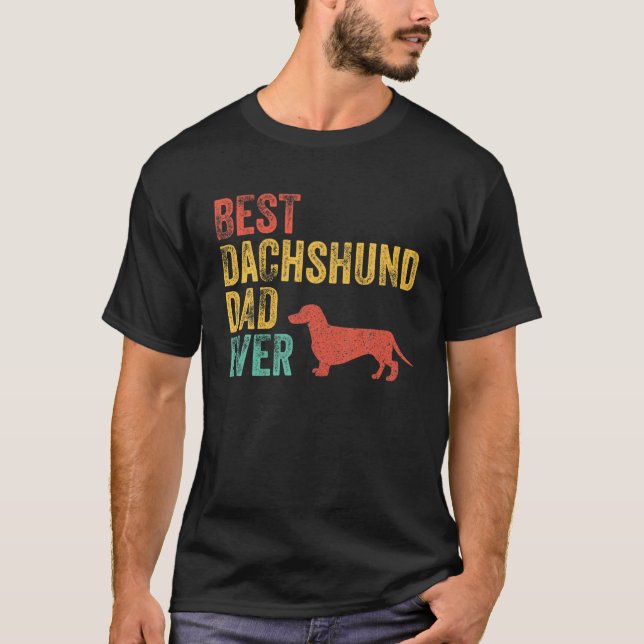 Camiseta Retrô Melhor Pai De Dachshund Já Pai Cachorro Ocup (Frente)