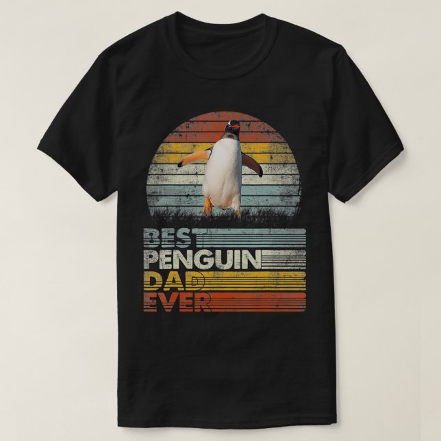 Camiseta Retrô Melhor Pai De Pinguim Para Animais (Frente do Design)
