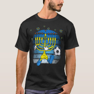 Camiseta Retro Menorá Jogando Futebol Feliz Hanukkah Pijama
