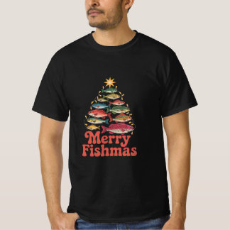Camiseta Retro Merry Fishmas Fisherman Christmas Humor