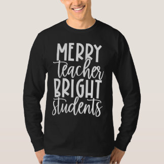 Camiseta Retro Merry Teacher Bright Students Funny Christma