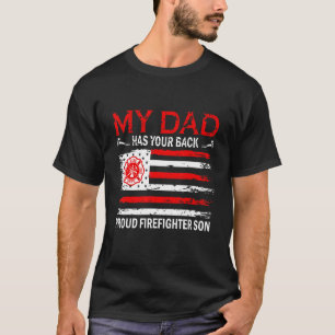 Camiseta Retro Meu Pai Tem Seu Filho De Bombeiro Orgulhoso