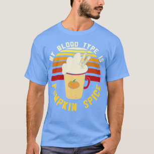 Camiseta Retro Meu Tipo de Sangue é Pumpkin Spice Engraçado