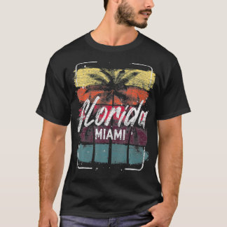 Camiseta Retro Miami Beach Tropic Summer Vacation Palm Tree