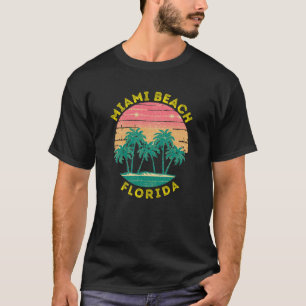Camiseta Retro Miami Beach Vacing Souvenir Palm Tree