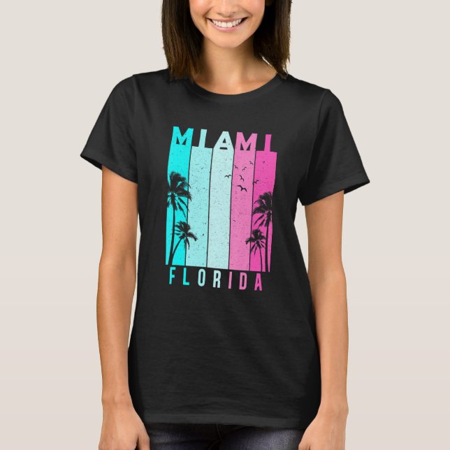 Camiseta Retro Miami Florida Beach Summer Souvenir (Frente)
