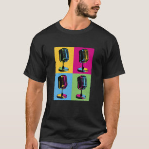 Camiseta Retro Microfone Pop Art Music Recorst Artist Vi