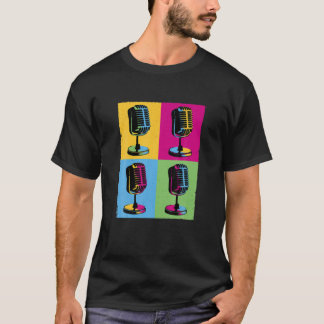 Camiseta Retro Microfone Pop Art Music Recorst Artist Vi
