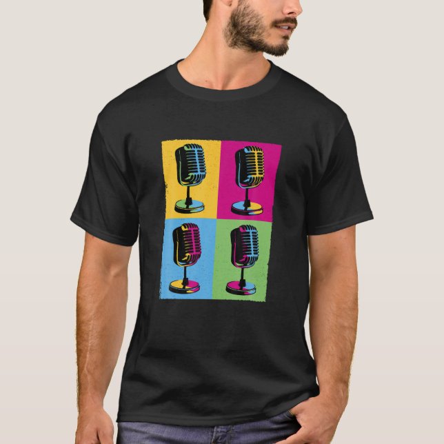 Camiseta Retro Microfone Pop Art Music Recorst Artist Vi (Frente)
