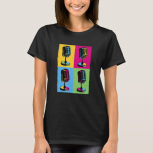 Camiseta Retro Microfone Pop Music Recorst Artist Vintag