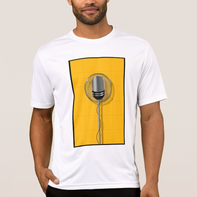 Camiseta Retro Microphone on Bold Yellow (Frente)