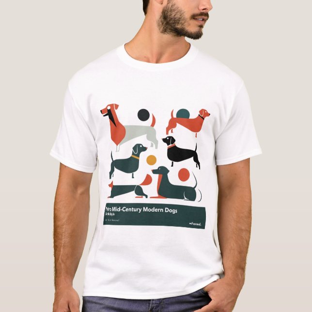 Camiseta Retro Mid-Century Modern Dogs 50s 60s Style abstra (Frente)